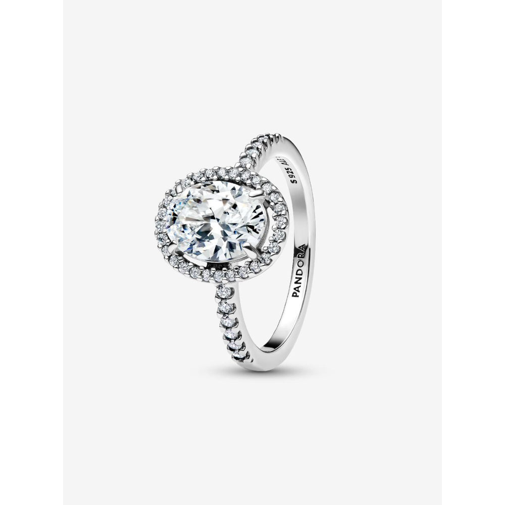Pandora Sterling Silver Oval Sparkling Halo Statement Ring Image 1