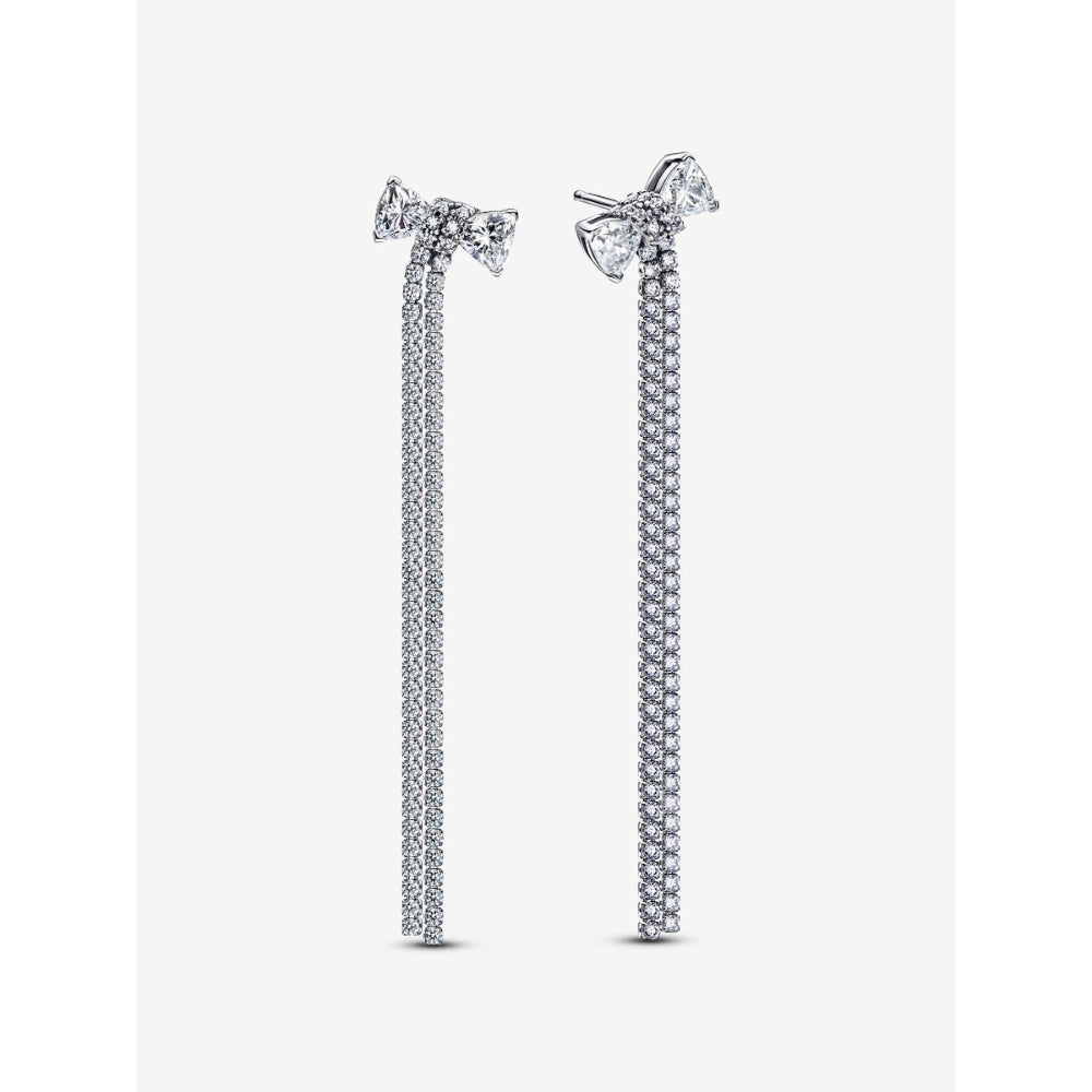 Pandora Sterling Silver Pave Bow Drop Earrings Image 1