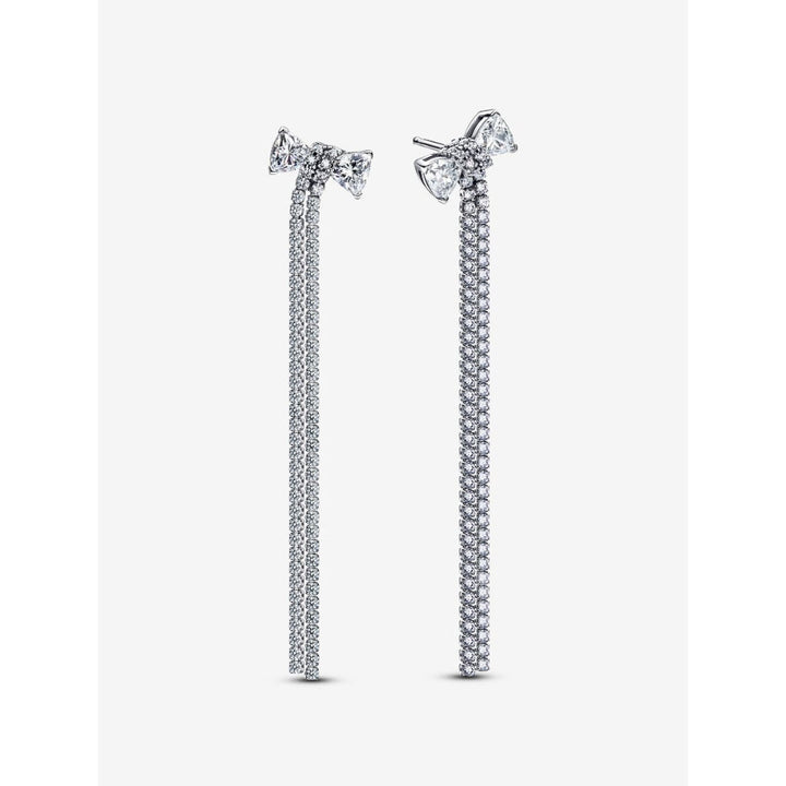 Pandora Sterling Silver Pave Bow Drop Earrings Image 1