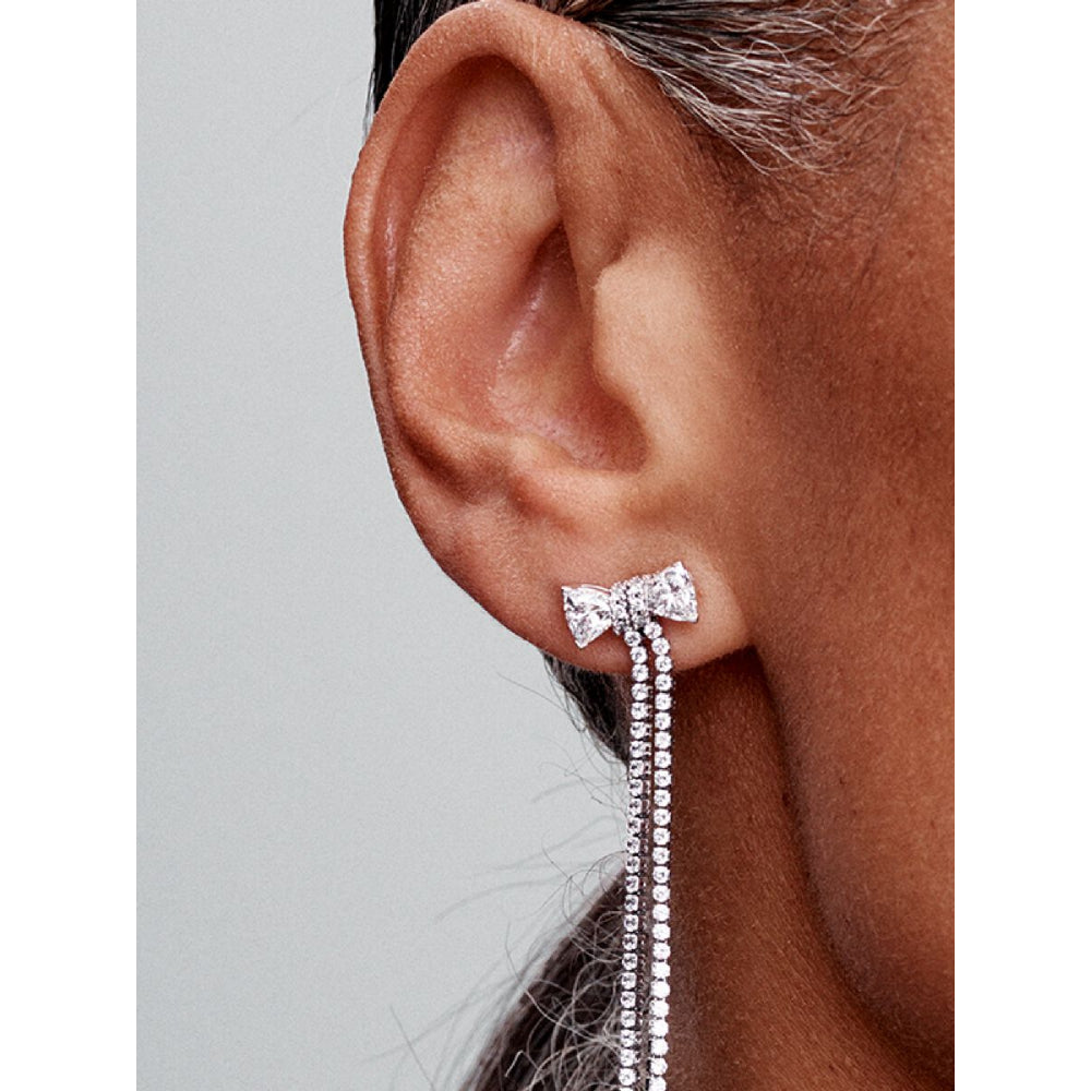 Pandora Sterling Silver Pave Bow Drop Earrings Image 2