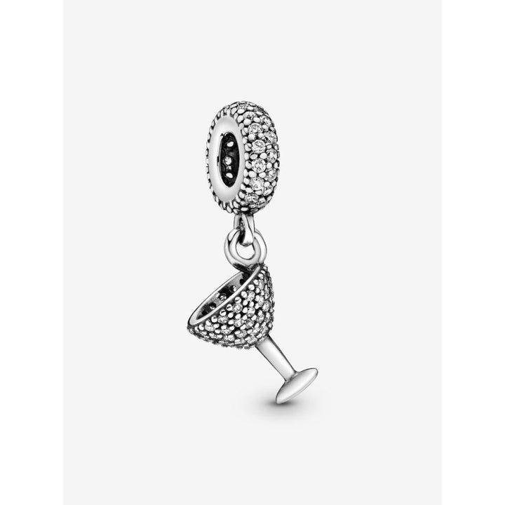 Pandora Sterling Silver Pave Cocktail Glass Dangle Charm Image 1