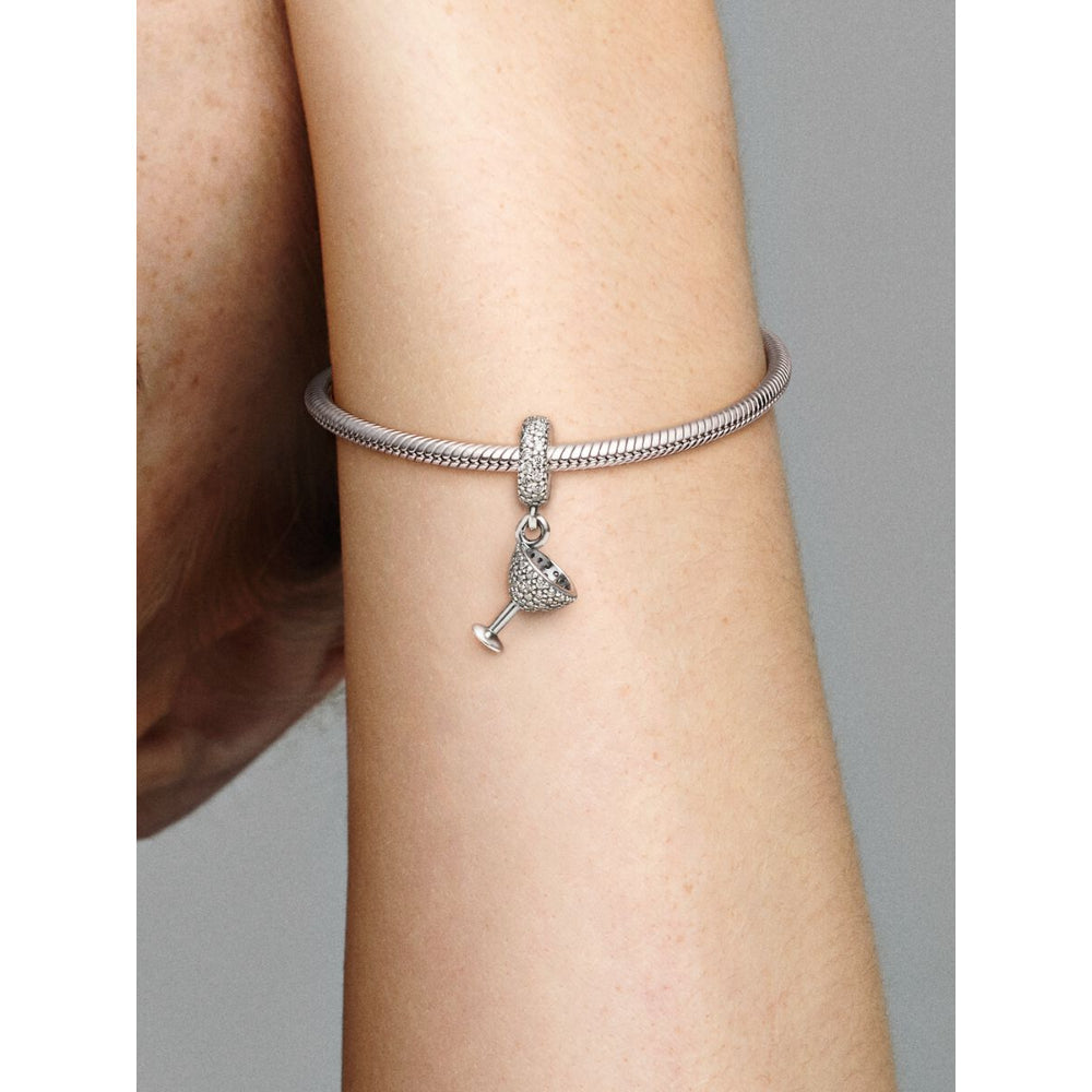 Pandora Sterling Silver Pave Cocktail Glass Dangle Charm Image 2