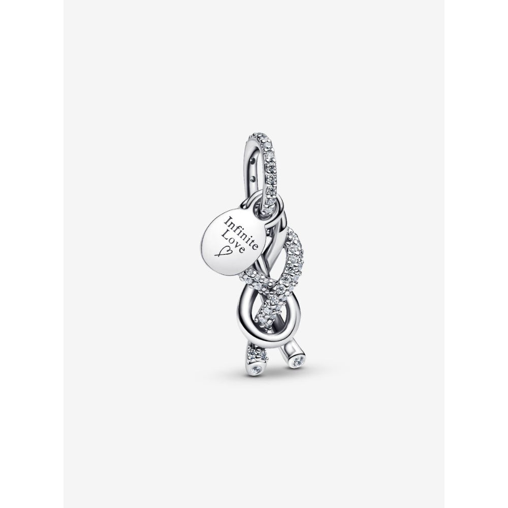 Pandora Sterling Silver Pave Infinity Knot Dangle Charm Image 1