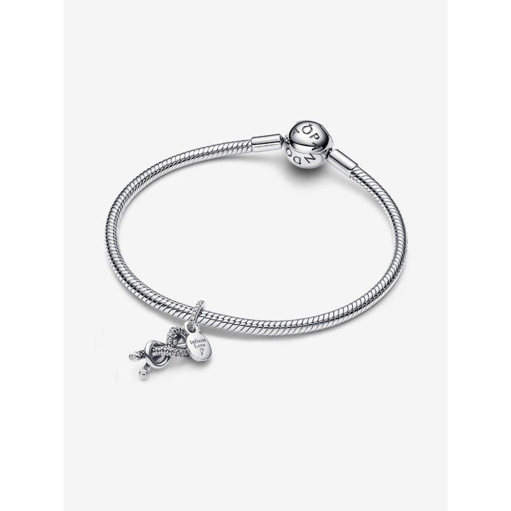 Pandora Sterling Silver Pave Infinity Knot Dangle Charm Image 5