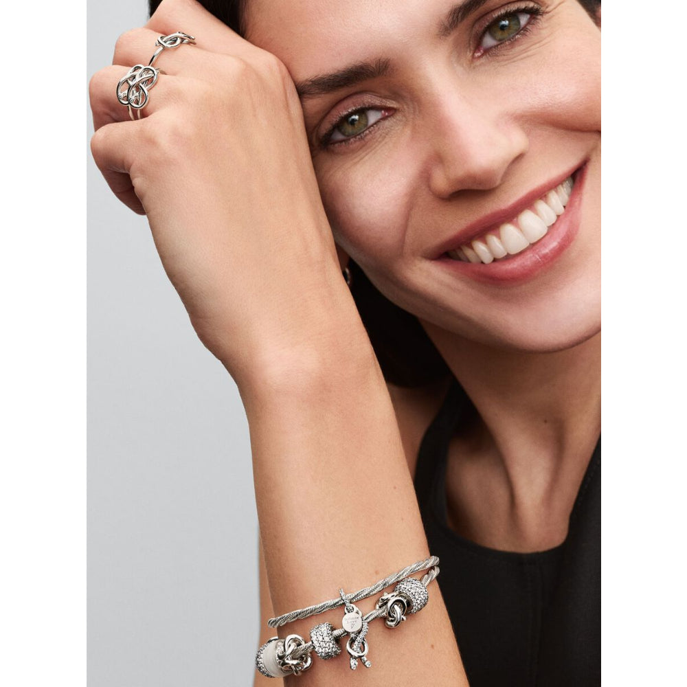 Pandora Sterling Silver Pave Infinity Knot Dangle Charm Image 4