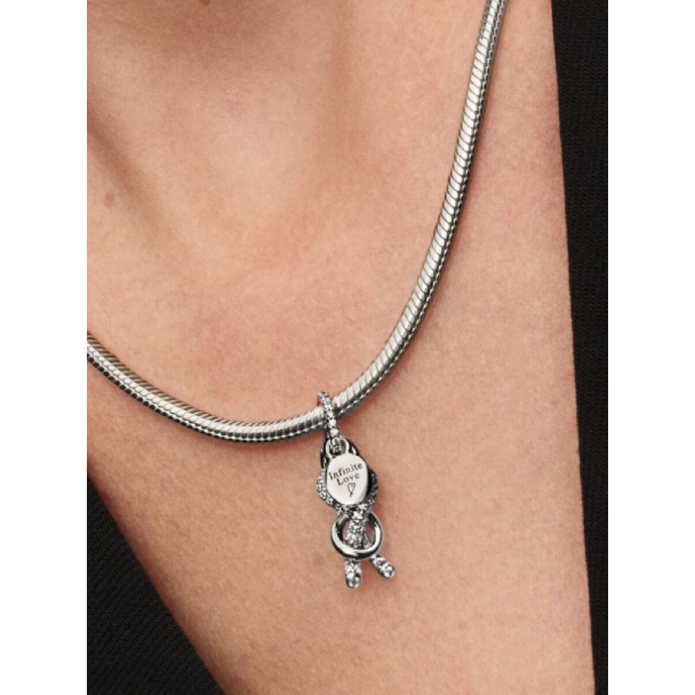 Pandora Sterling Silver Pave Infinity Knot Dangle Charm Image 2