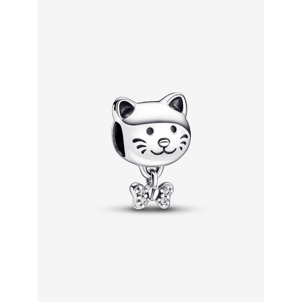 Pandora Sterling Silver Pet Cat & Bow Charm Image 1