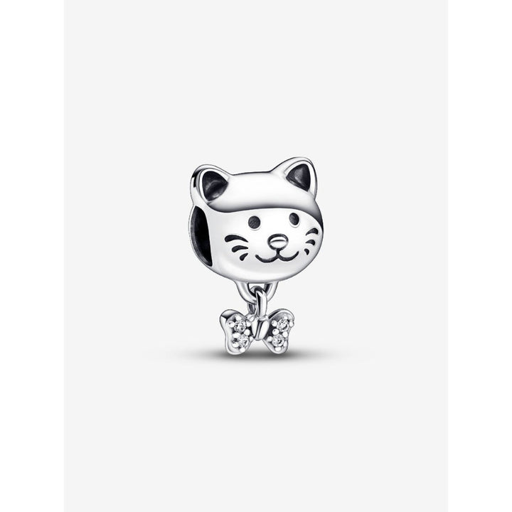 Pandora Sterling Silver Pet Cat & Bow Charm Image 1