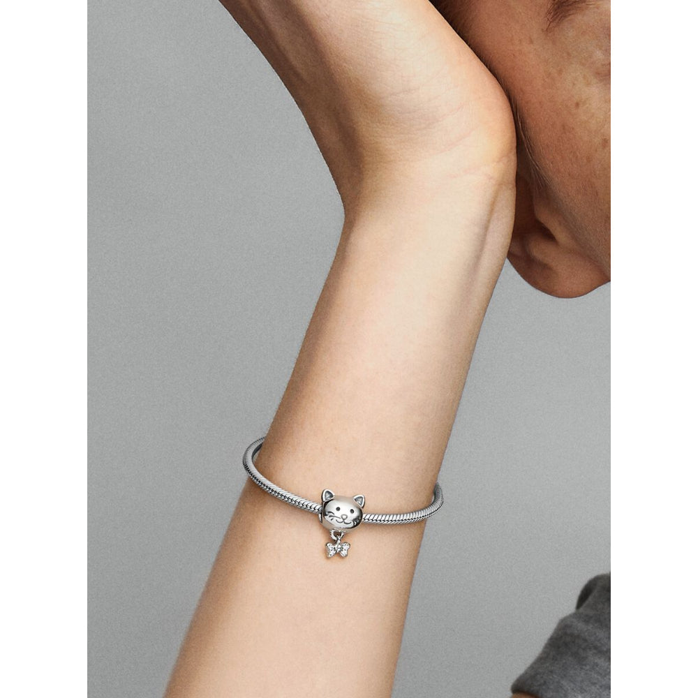 Pandora Sterling Silver Pet Cat & Bow Charm Image 2
