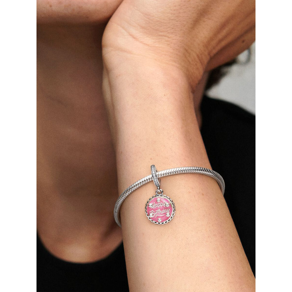 Pandora Sterling Silver Pink Birthday Cake Dangle Charm Image 2