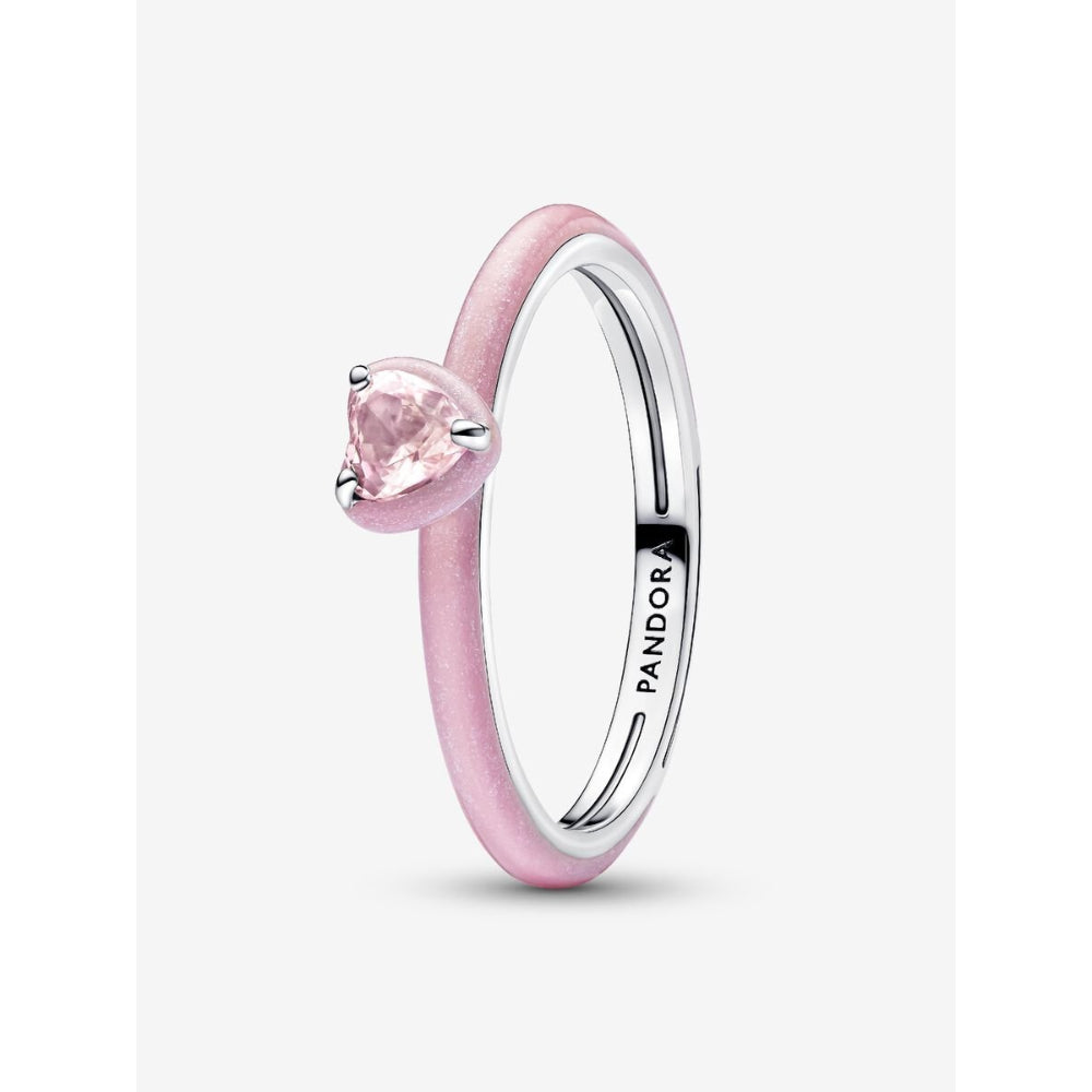 Pandora Sterling Silver Pink Chakra Heart Ring Image 1