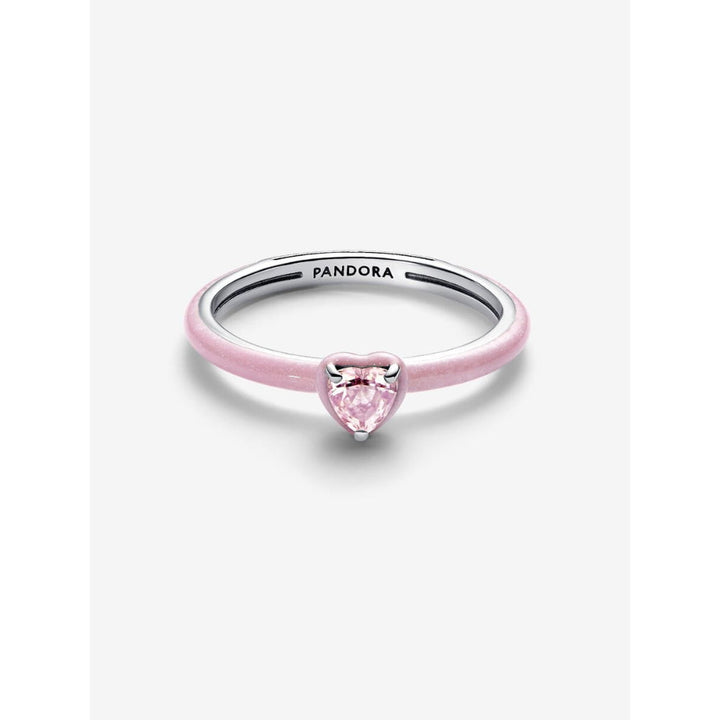 Pandora Sterling Silver Pink Chakra Heart Ring Image 5