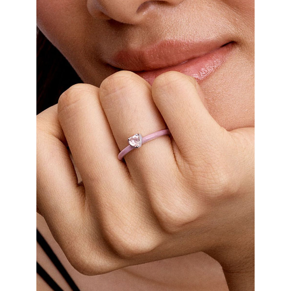 Pandora Sterling Silver Pink Chakra Heart Ring Image 2