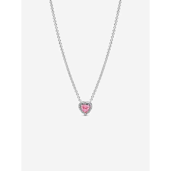 Pandora Sterling Silver Pink Elevated Heart Necklace Image 1