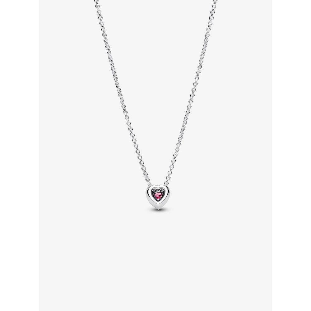 Pandora Sterling Silver Pink Elevated Heart Necklace Image 5