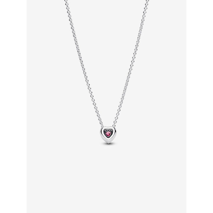 Pandora Sterling Silver Pink Elevated Heart Necklace Image 5