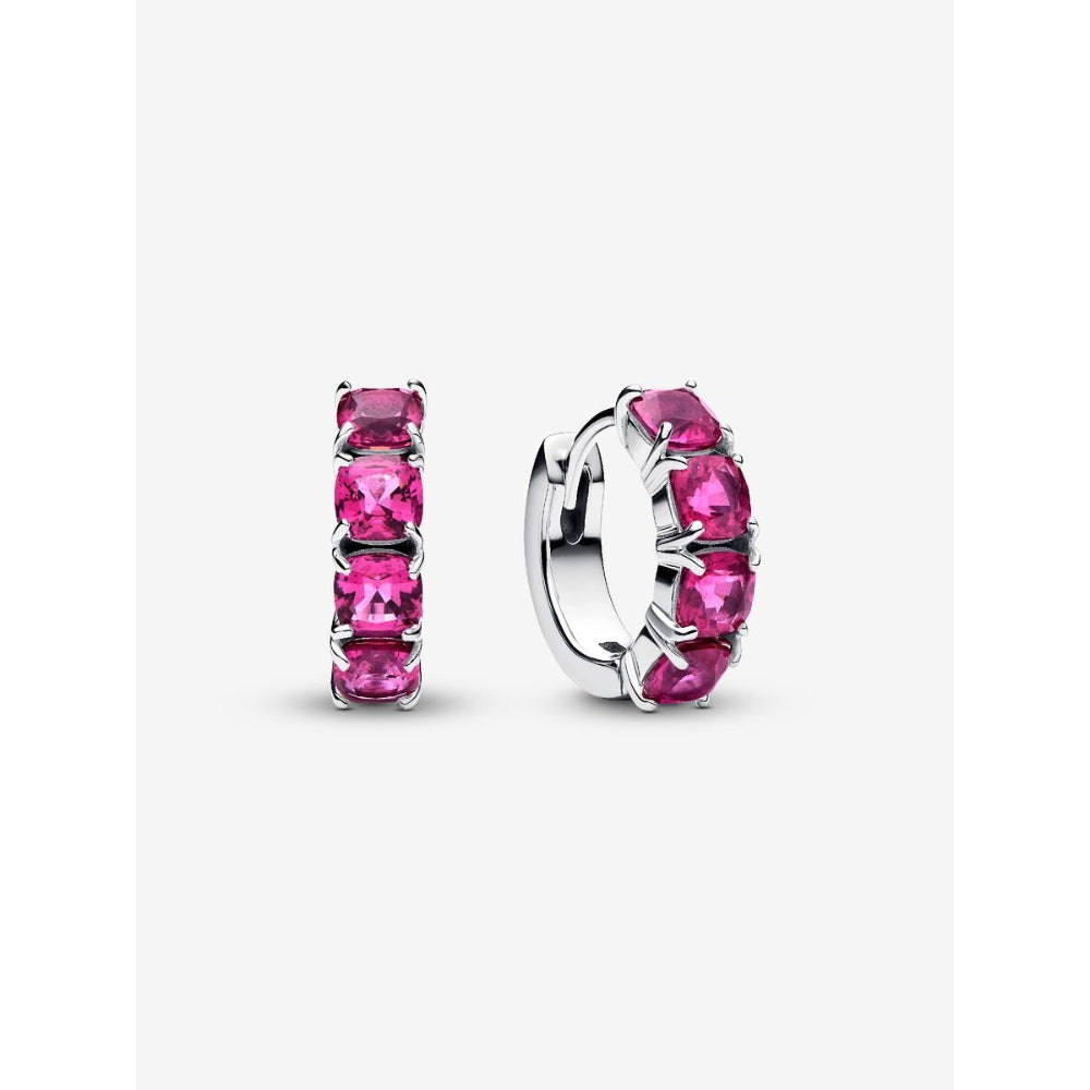Pandora Sterling Silver Pink Hoop Earrings Image 1