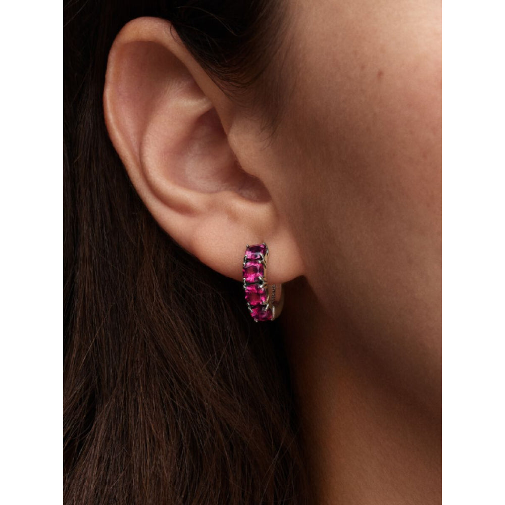 Pandora Sterling Silver Pink Hoop Earrings Image 2