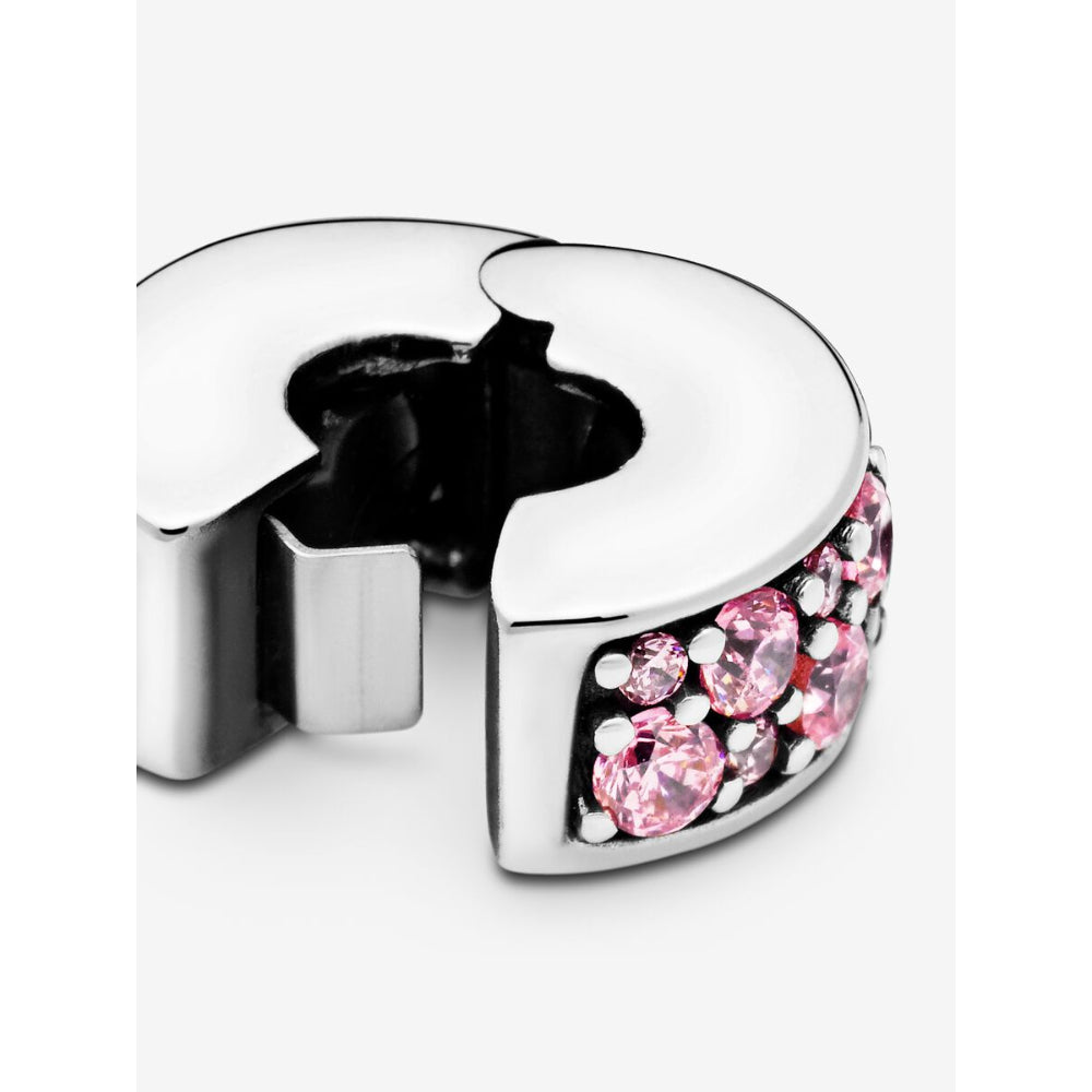 Pandora Sterling Silver Pink Pave Clip Charm Image 5