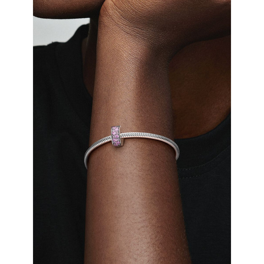 Pandora Sterling Silver Pink Pave Clip Charm Image 2