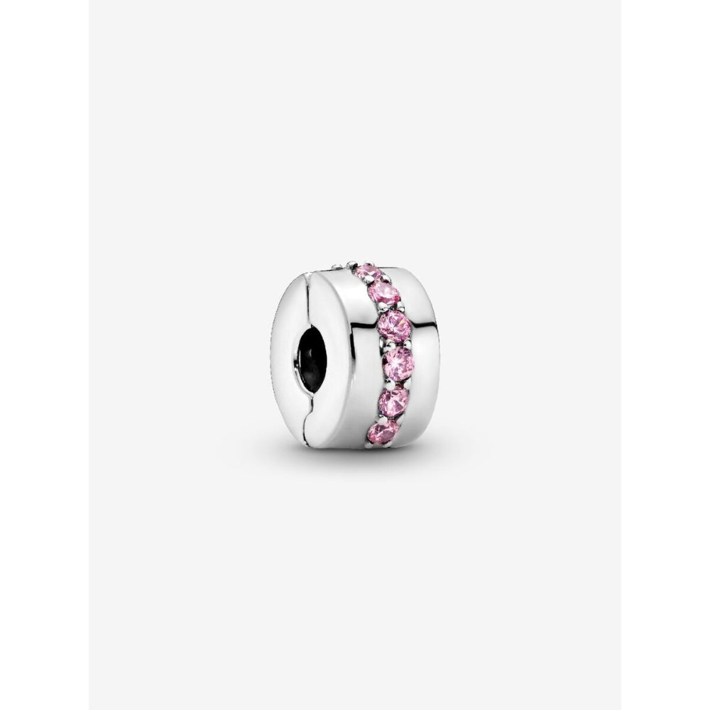 Pandora Sterling Silver Pink Sparkling Row Clip Charm Image 1