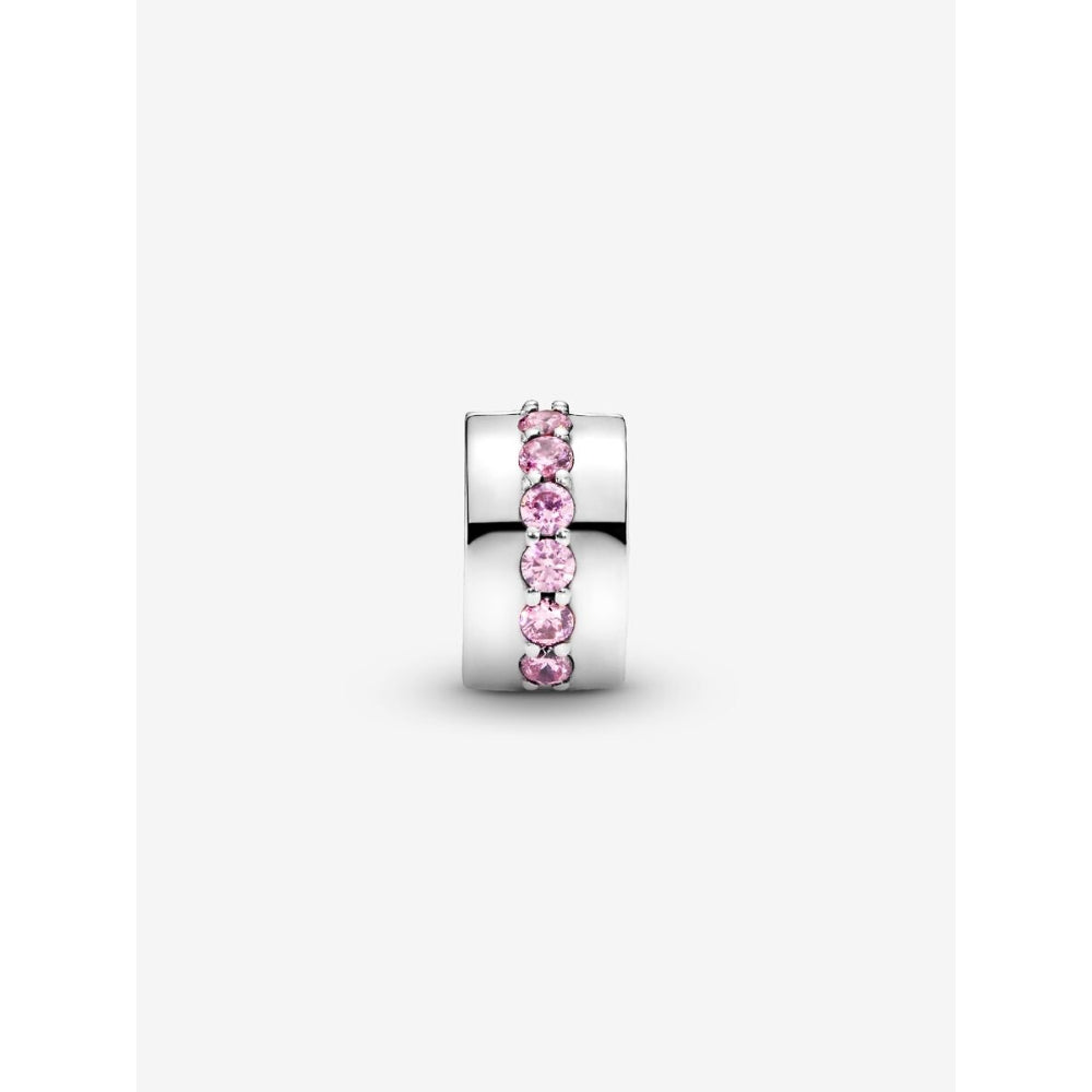 Pandora Sterling Silver Pink Sparkling Row Clip Charm Image 6