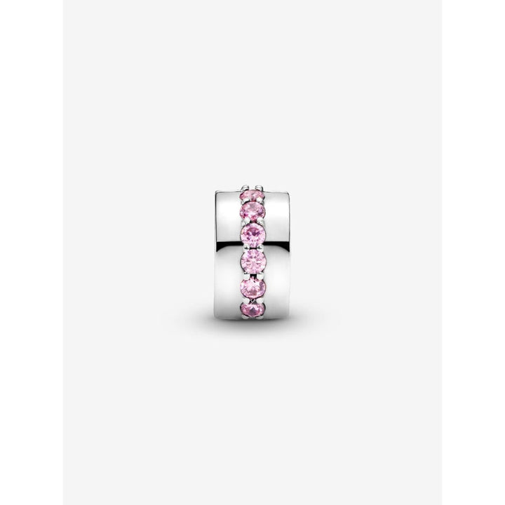 Pandora Sterling Silver Pink Sparkling Row Clip Charm Image 6