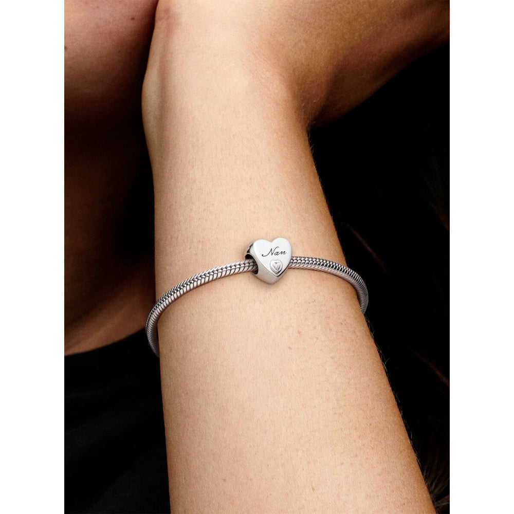 Pandora Sterling Silver Polished Nan Heart Charm Image 2