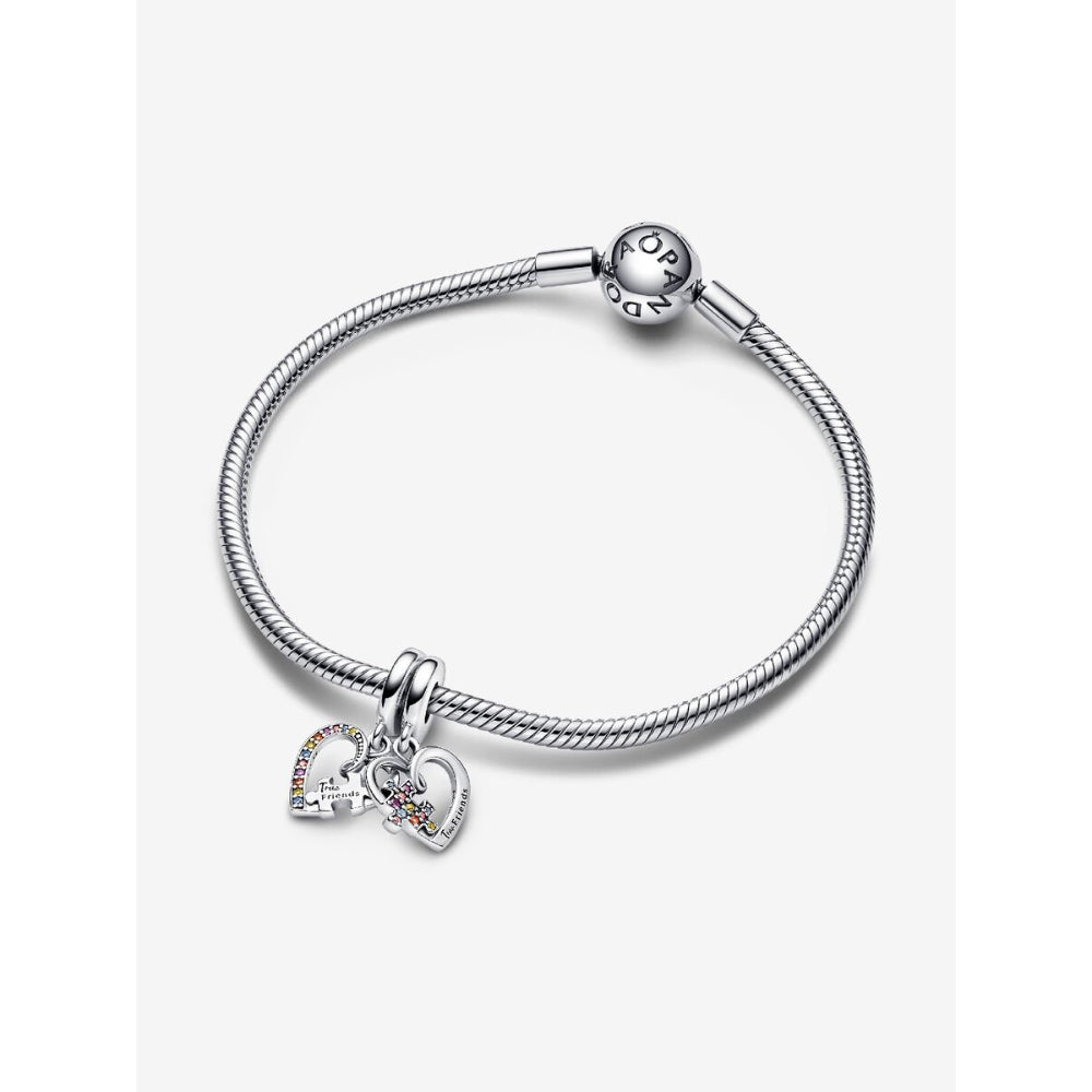Pandora Sterling Silver Puzzle Piece Hearts Splittable Friendship Dangle Charm Image 5