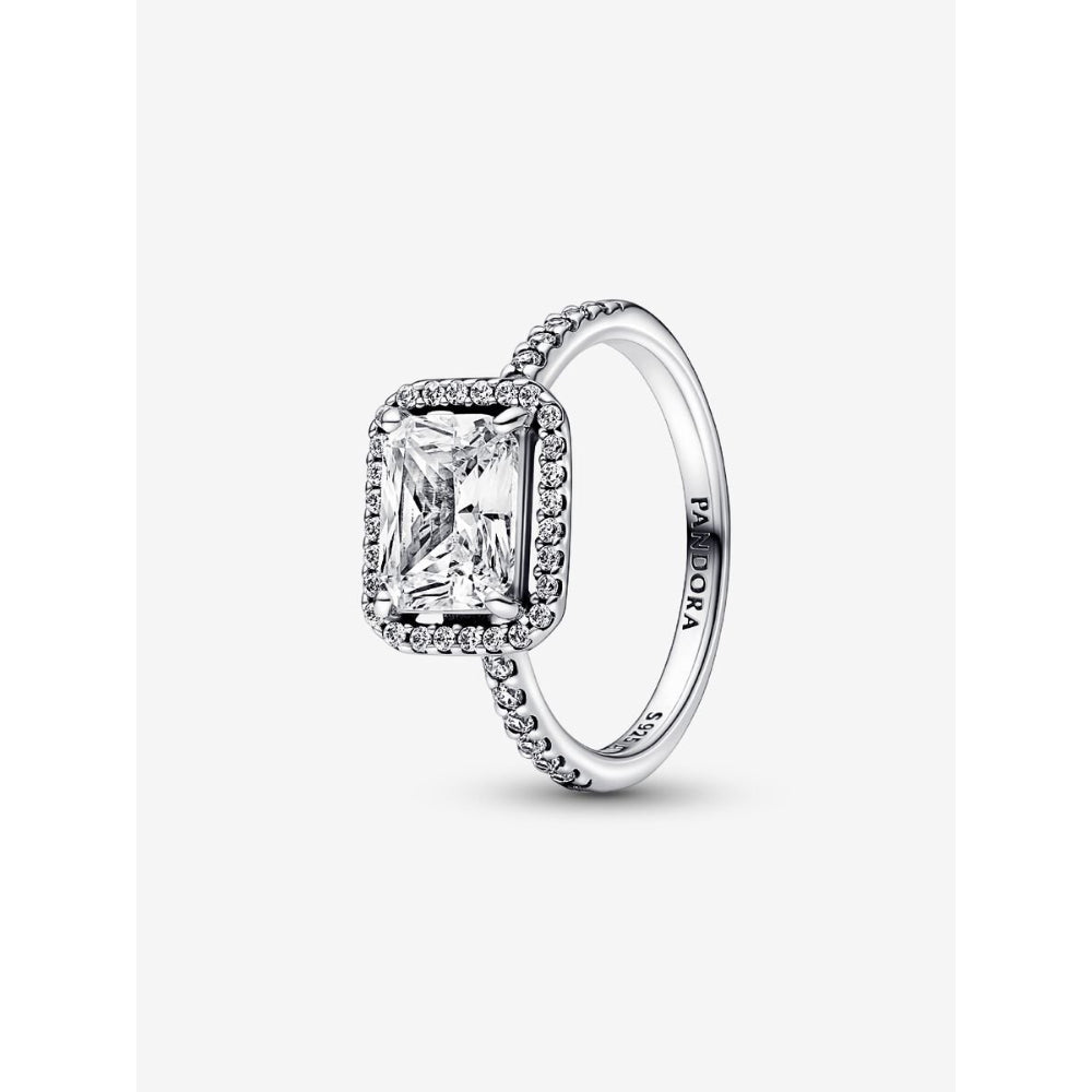 Pandora Sterling Silver Rectangular Sparkling Halo Ring Image 1
