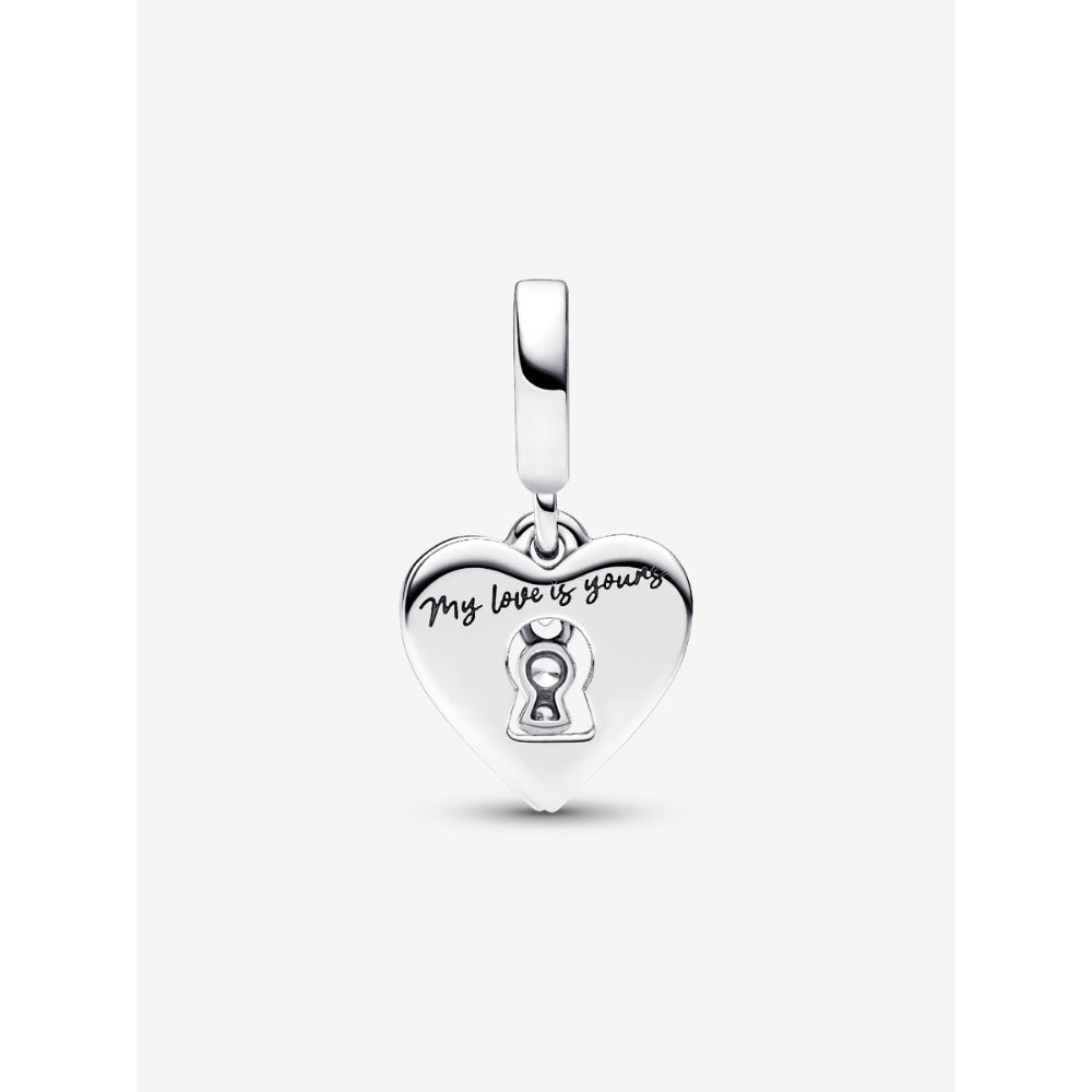 Pandora Sterling Silver Red Heart & Keyhole Double Dangle Charm Image 4