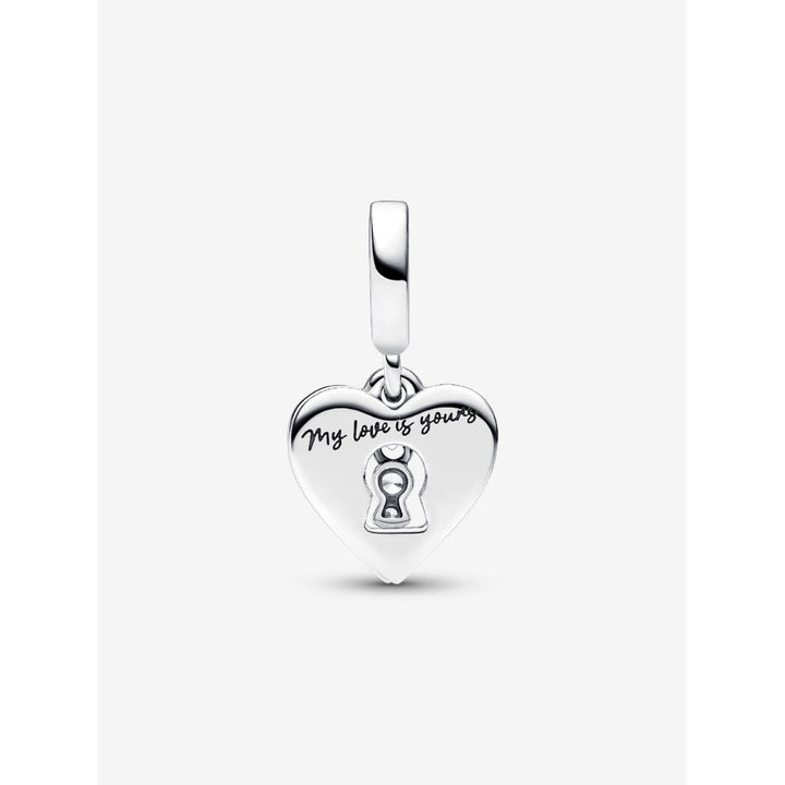 Pandora Sterling Silver Red Heart & Keyhole Double Dangle Charm Image 4