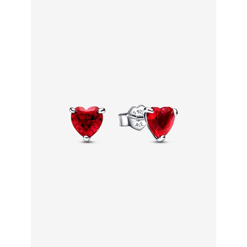 Pandora Sterling Silver Red Heart Stud Earrings Image 1