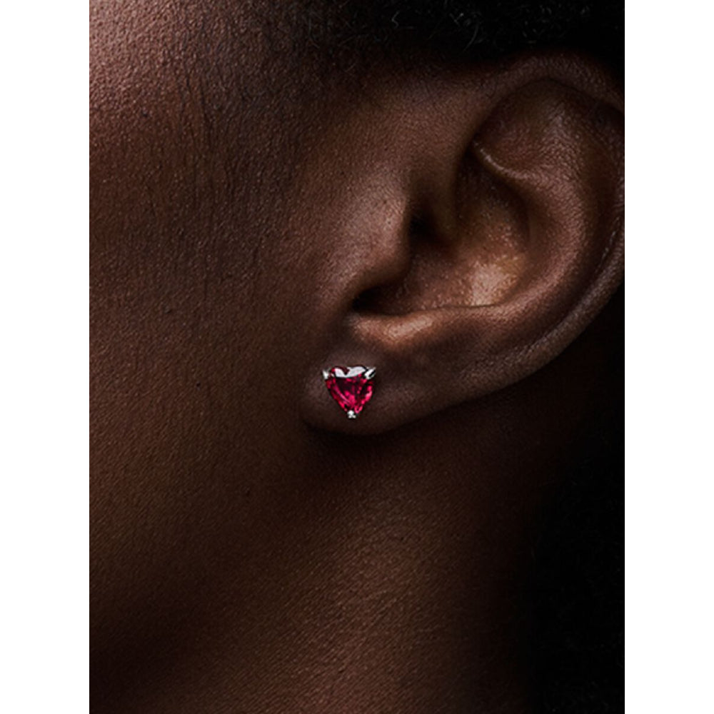 Pandora Sterling Silver Red Heart Stud Earrings Image 2