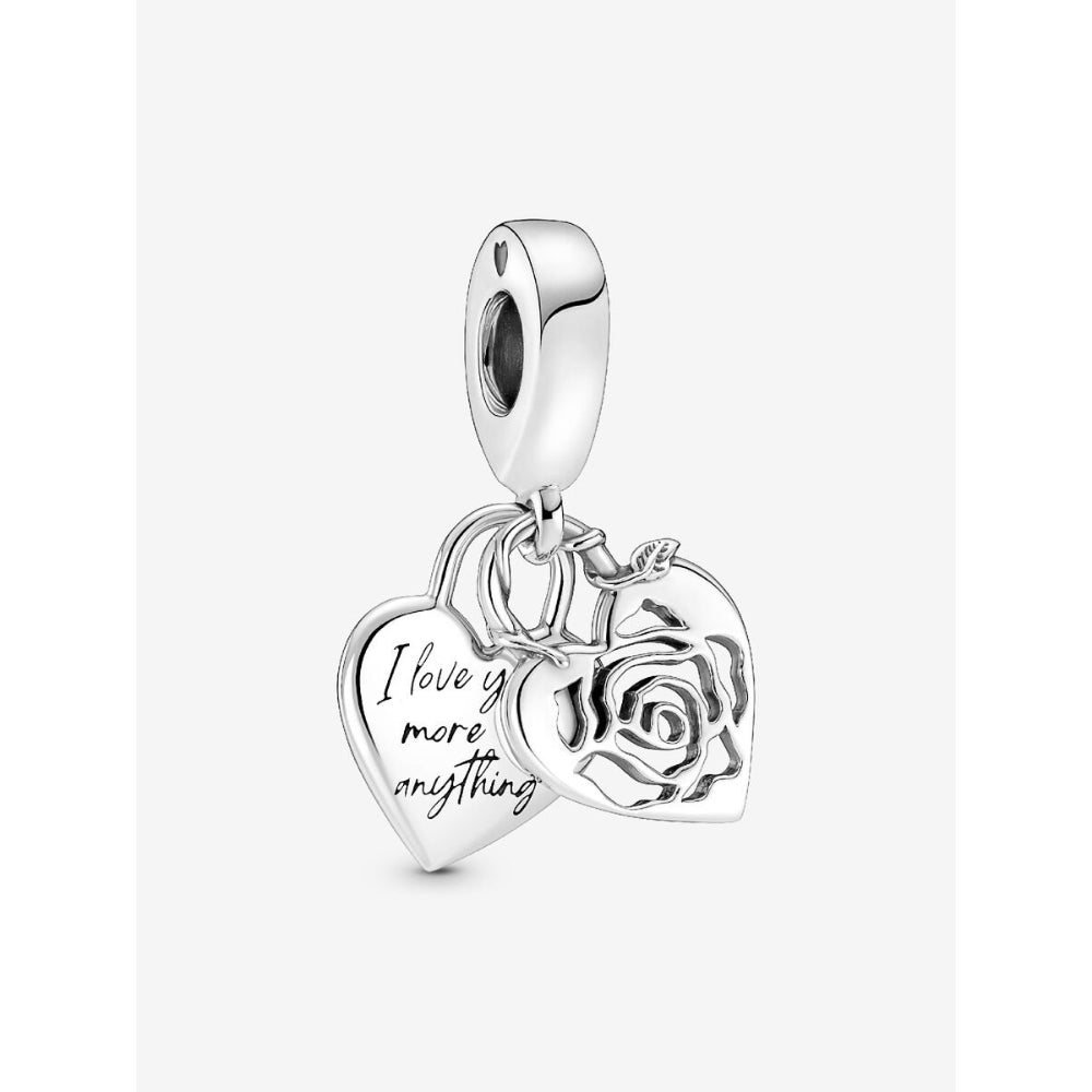 Pandora Sterling Silver Rose Heart Padlock Dangle Charm Image 1