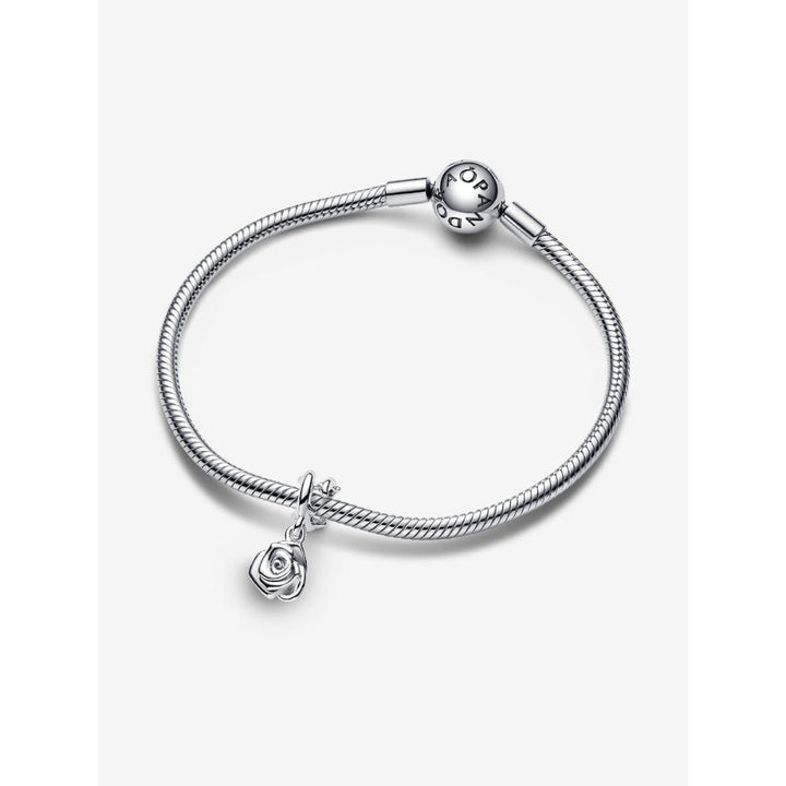 Pandora Sterling Silver Rose In Bloom Dangle Charm Image 6