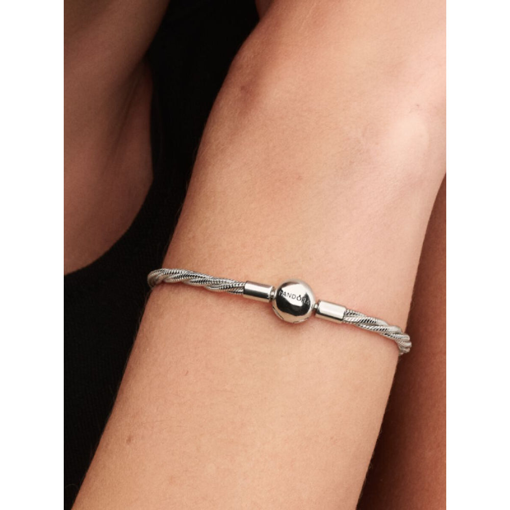 Pandora Sterling Silver Round Clasp Twisted Snake Chain Image 2