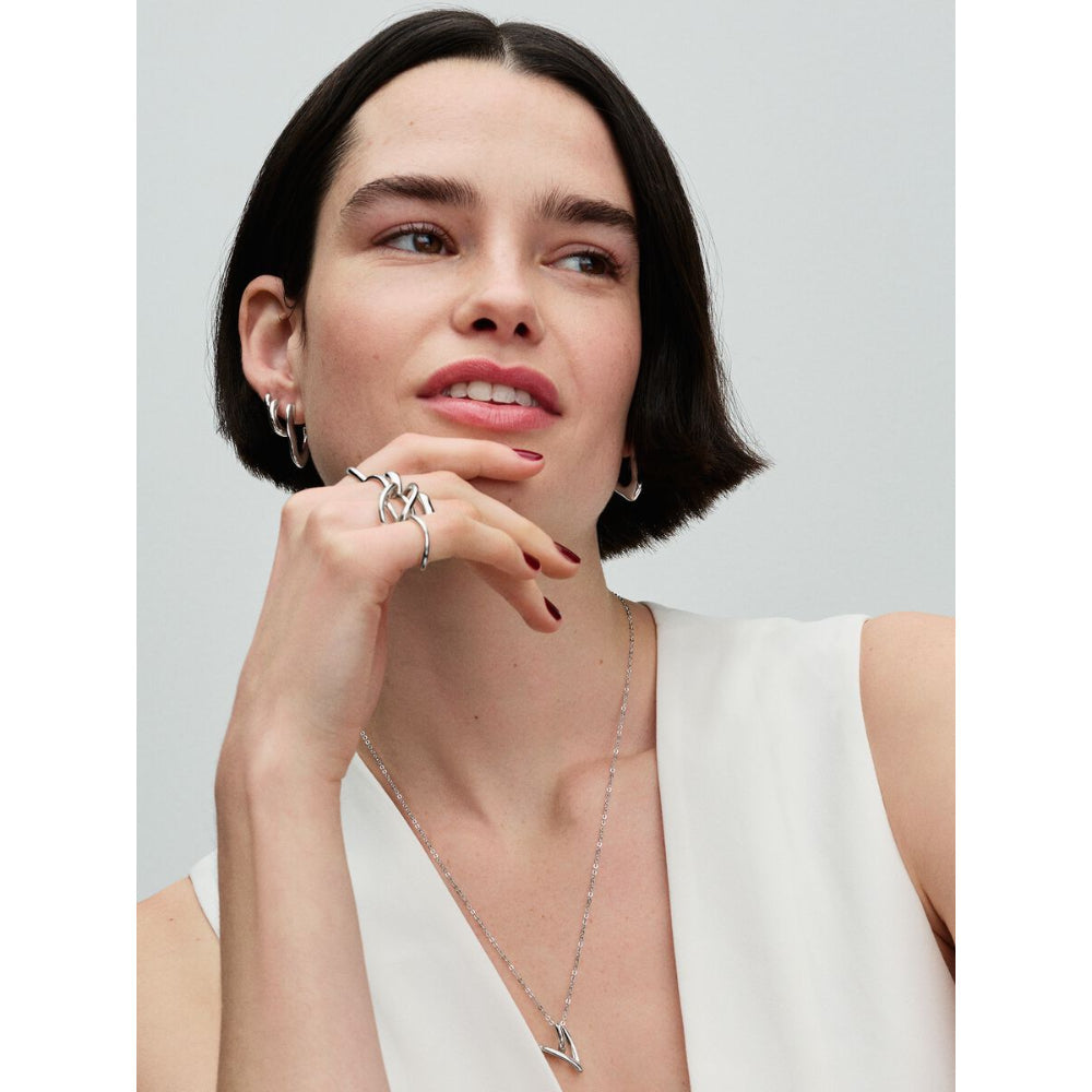 Pandora Sterling Silver Round Huggie Hoop Earrings Image 2