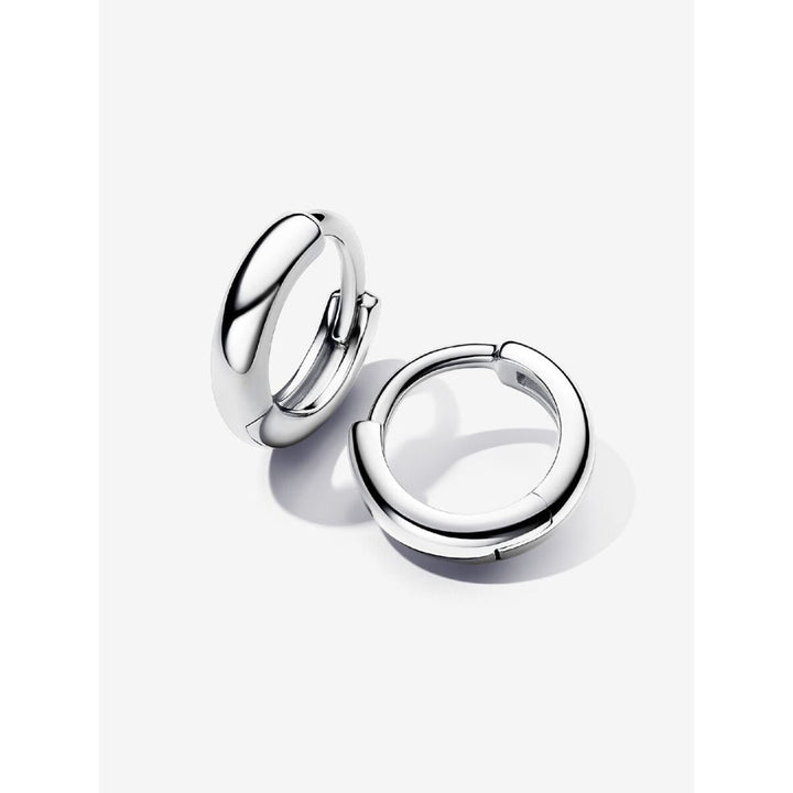 Pandora Sterling Silver Round Huggie Hoop Earrings Image 1