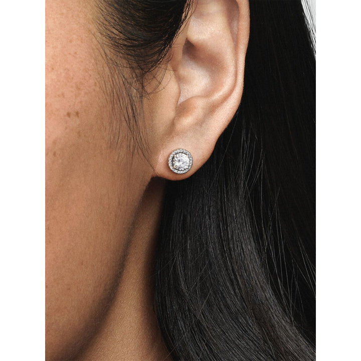 Pandora Sterling Silver Round Sparkle Stud Earrings Image 2