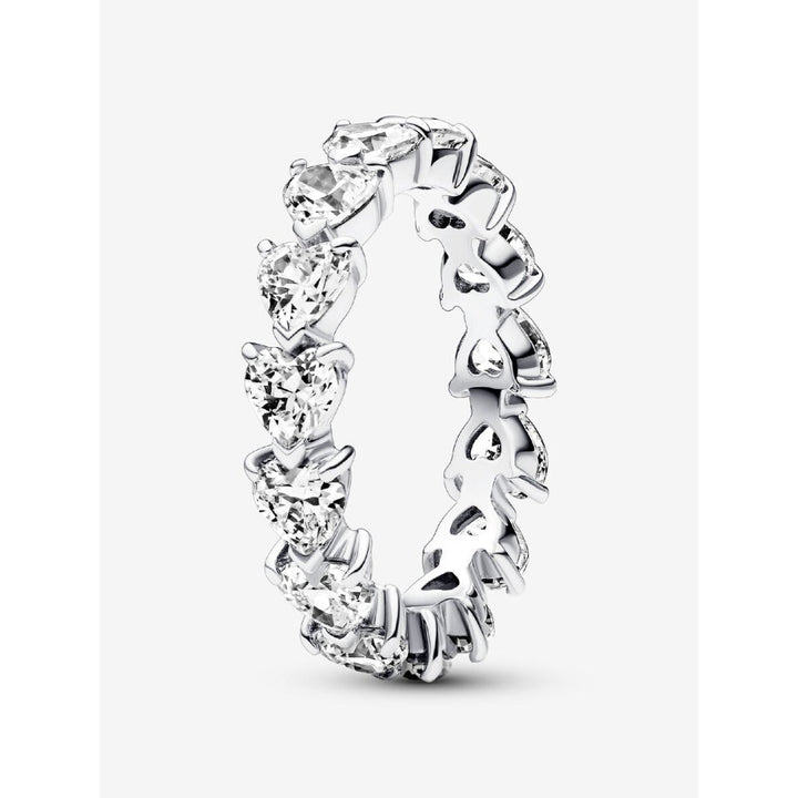 Pandora Sterling Silver Row of Hearts Eternity Ring Image 1