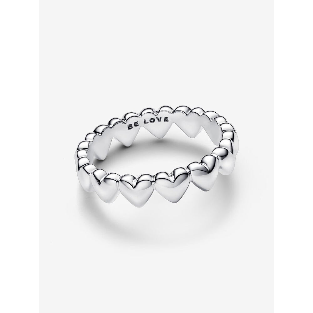 Pandora Sterling Silver Row of Hearts Ring Image 5