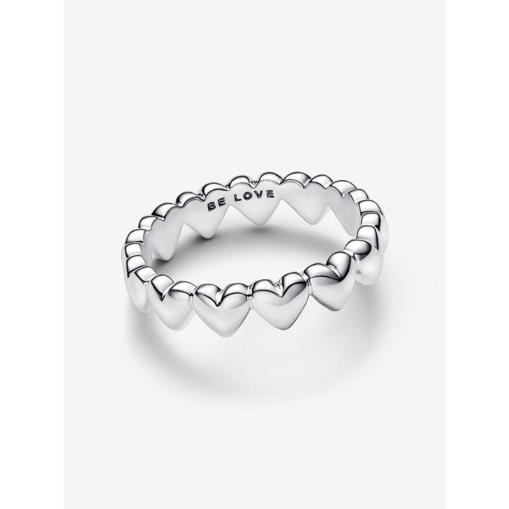 Pandora Sterling Silver Row of Hearts Ring Image 5