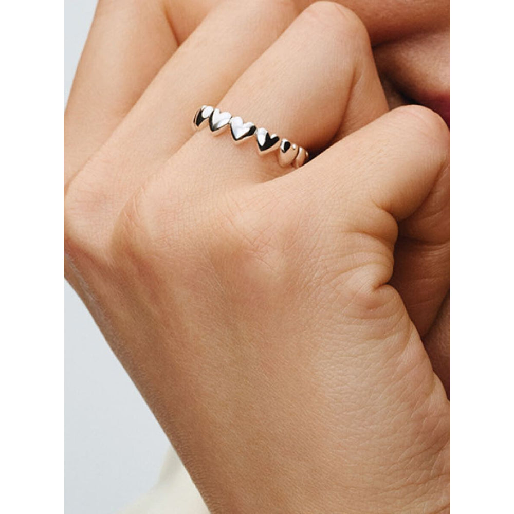 Pandora Sterling Silver Row of Hearts Ring Image 2