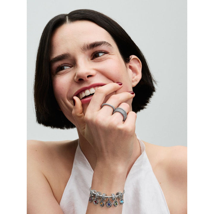 Pandora Sterling Silver September Birthstone Eternity Circle Dangle Charm Image 4