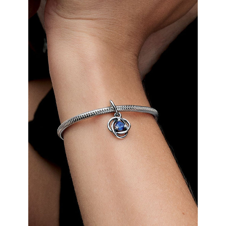 Pandora Sterling Silver September Birthstone Eternity Circle Dangle Charm Image 2