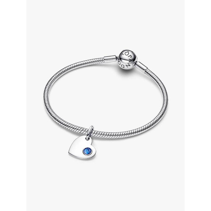 Pandora Sterling Silver September Heart Blue Stone Dangle Charm - MococoPandora794295C09