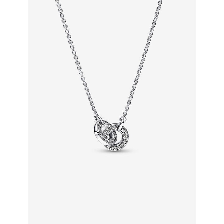 Pandora Sterling Silver Signature Intertwined Pave Pendant Necklace Image 1