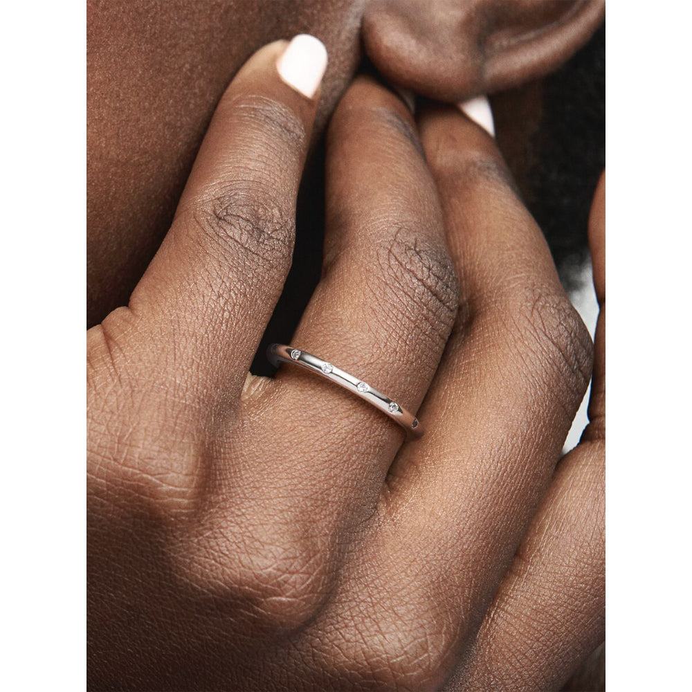 Pandora Sterling Silver Simple Sparkling Band Ring Image 2