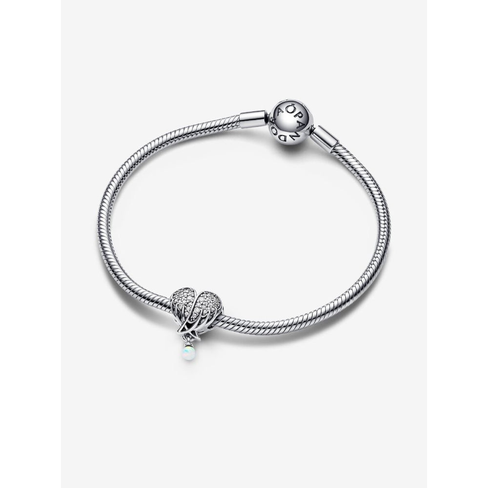 Pandora Sterling Silver Sparkling Angel Wings & Heart Charm Image 4